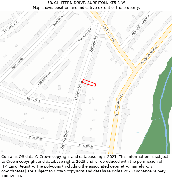 58, CHILTERN DRIVE, SURBITON, KT5 8LW: Location map and indicative extent of plot