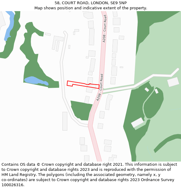 58, COURT ROAD, LONDON, SE9 5NP: Location map and indicative extent of plot