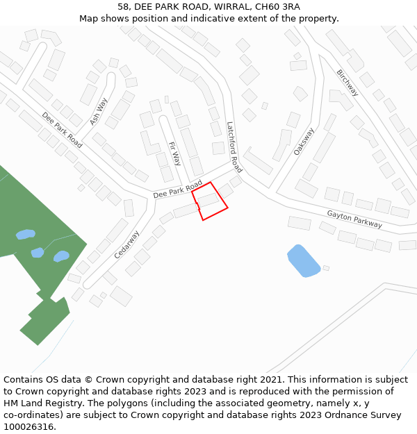 58, DEE PARK ROAD, WIRRAL, CH60 3RA: Location map and indicative extent of plot