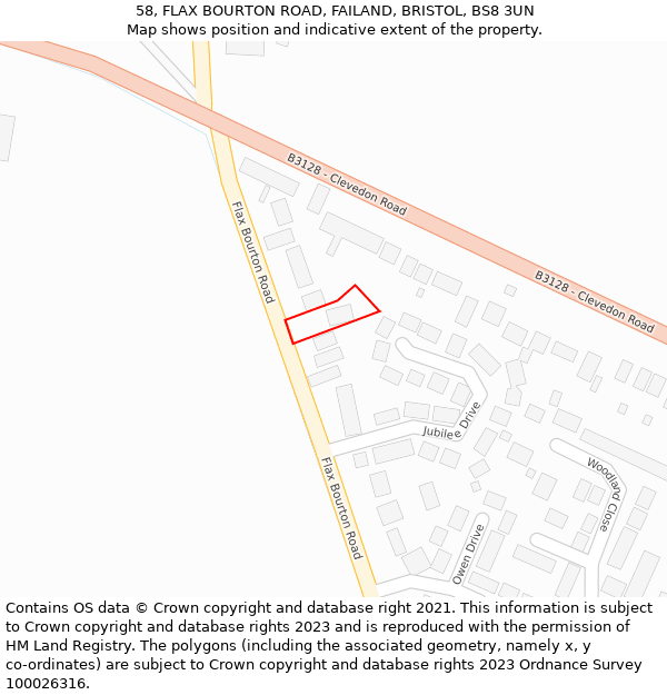 58, FLAX BOURTON ROAD, FAILAND, BRISTOL, BS8 3UN: Location map and indicative extent of plot