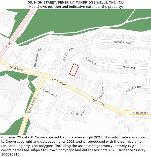 58, HIGH STREET, PEMBURY, TUNBRIDGE WELLS, TN2 4NU: Location map and indicative extent of plot