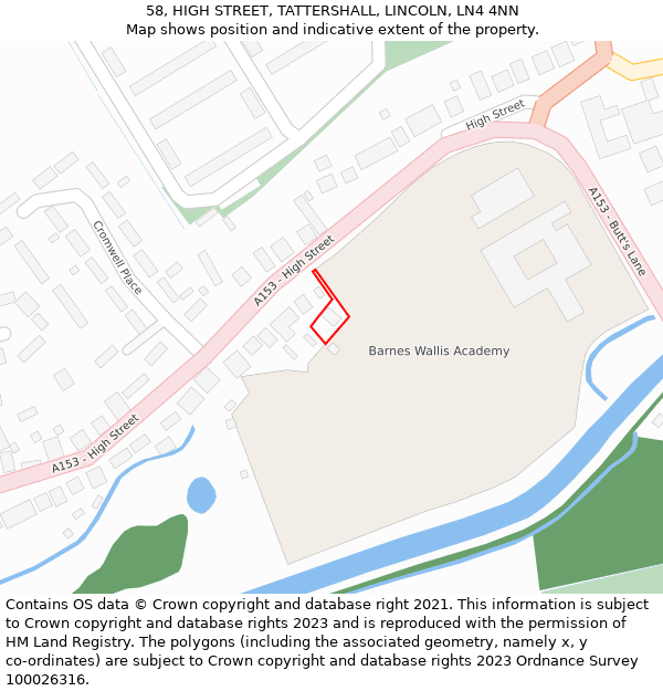 58, HIGH STREET, TATTERSHALL, LINCOLN, LN4 4NN: Location map and indicative extent of plot