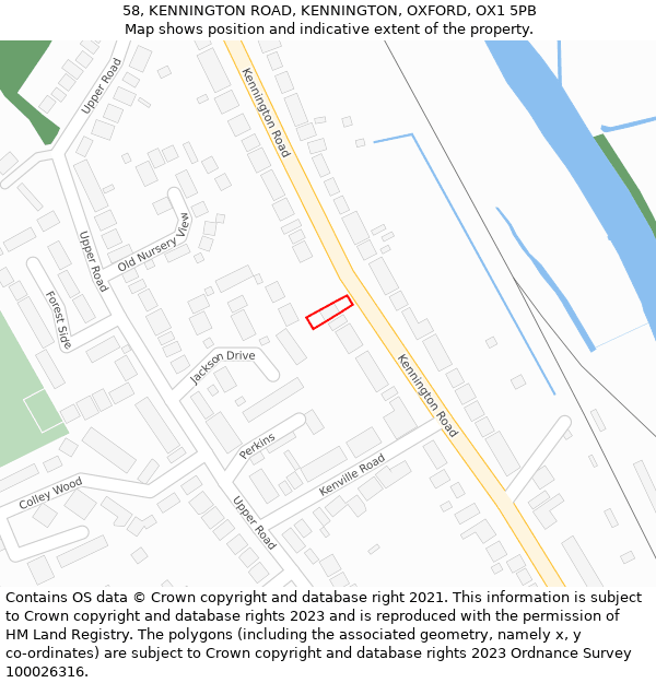 58, KENNINGTON ROAD, KENNINGTON, OXFORD, OX1 5PB: Location map and indicative extent of plot