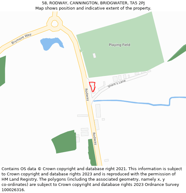 58, RODWAY, CANNINGTON, BRIDGWATER, TA5 2PJ: Location map and indicative extent of plot