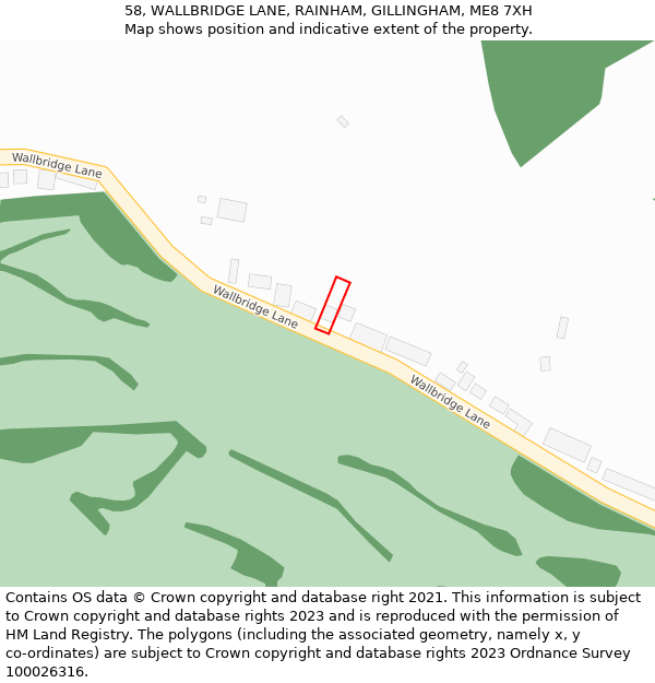 58, WALLBRIDGE LANE, RAINHAM, GILLINGHAM, ME8 7XH: Location map and indicative extent of plot