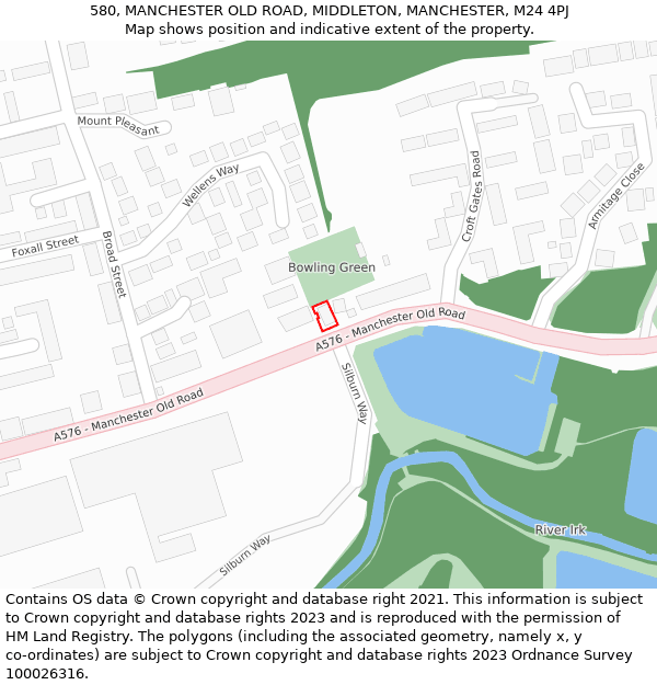 580, MANCHESTER OLD ROAD, MIDDLETON, MANCHESTER, M24 4PJ: Location map and indicative extent of plot