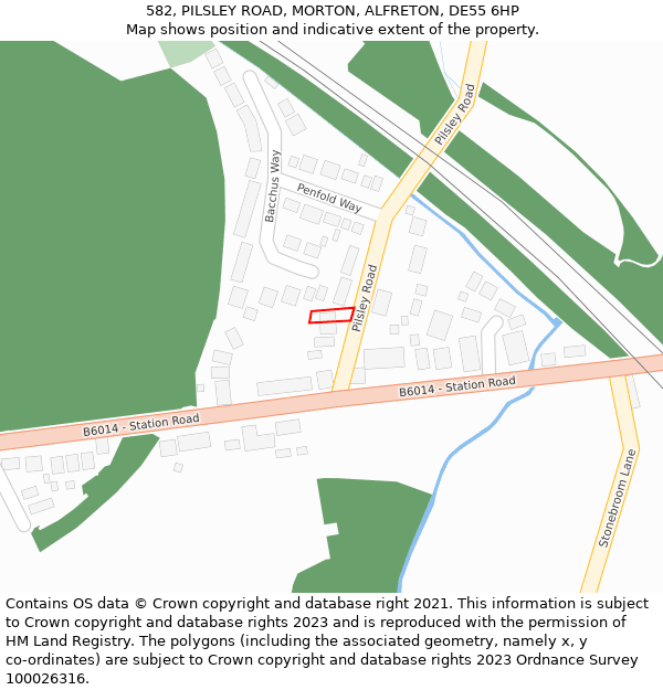 582, PILSLEY ROAD, MORTON, ALFRETON, DE55 6HP: Location map and indicative extent of plot