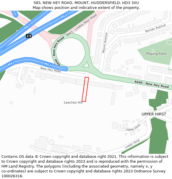 583, NEW HEY ROAD, MOUNT, HUDDERSFIELD, HD3 3XU: Location map and indicative extent of plot
