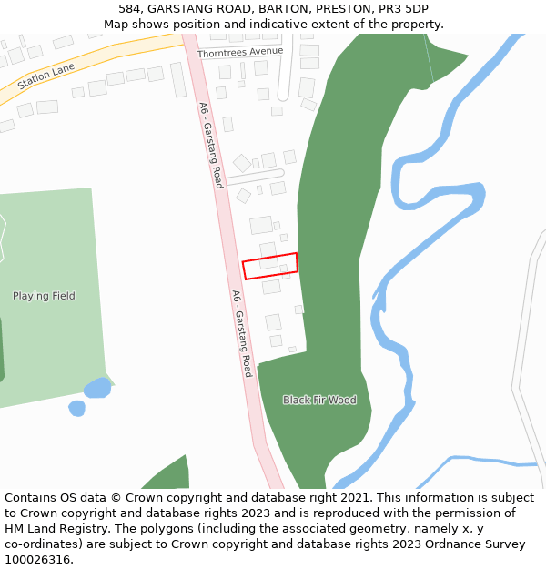 584, GARSTANG ROAD, BARTON, PRESTON, PR3 5DP: Location map and indicative extent of plot