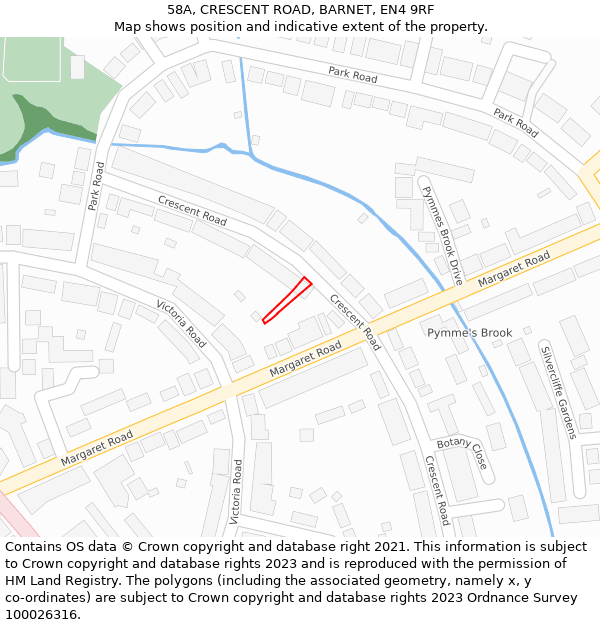 58A, CRESCENT ROAD, BARNET, EN4 9RF: Location map and indicative extent of plot