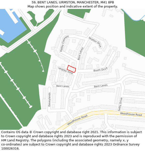 59, BENT LANES, URMSTON, MANCHESTER, M41 8PB: Location map and indicative extent of plot