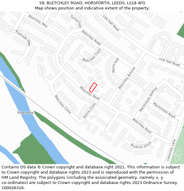 59, BLETCHLEY ROAD, HORSFORTH, LEEDS, LS18 4FG: Location map and indicative extent of plot