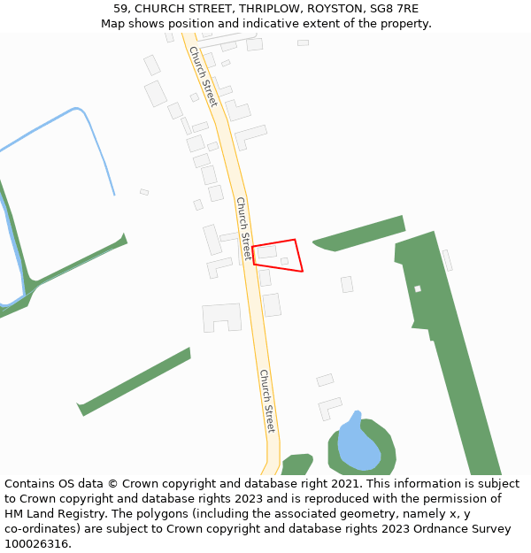 59, CHURCH STREET, THRIPLOW, ROYSTON, SG8 7RE: Location map and indicative extent of plot