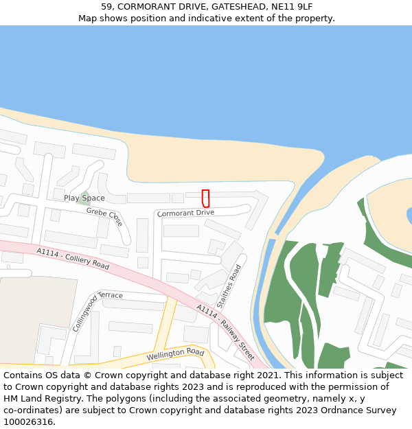 59, CORMORANT DRIVE, GATESHEAD, NE11 9LF: Location map and indicative extent of plot