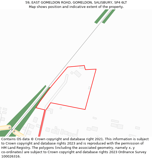 59, EAST GOMELDON ROAD, GOMELDON, SALISBURY, SP4 6LT: Location map and indicative extent of plot