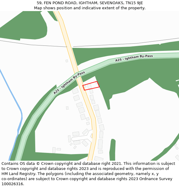 59, FEN POND ROAD, IGHTHAM, SEVENOAKS, TN15 9JE: Location map and indicative extent of plot