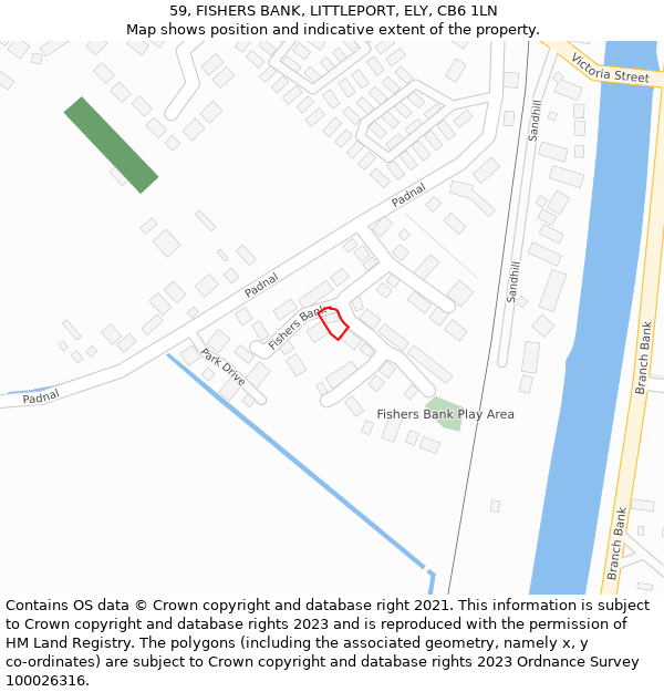 59, FISHERS BANK, LITTLEPORT, ELY, CB6 1LN: Location map and indicative extent of plot