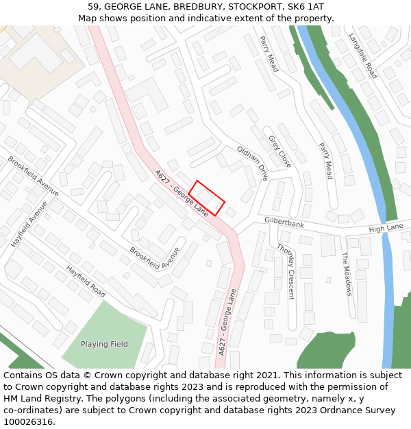 59, GEORGE LANE, BREDBURY, STOCKPORT, SK6 1AT: Location map and indicative extent of plot