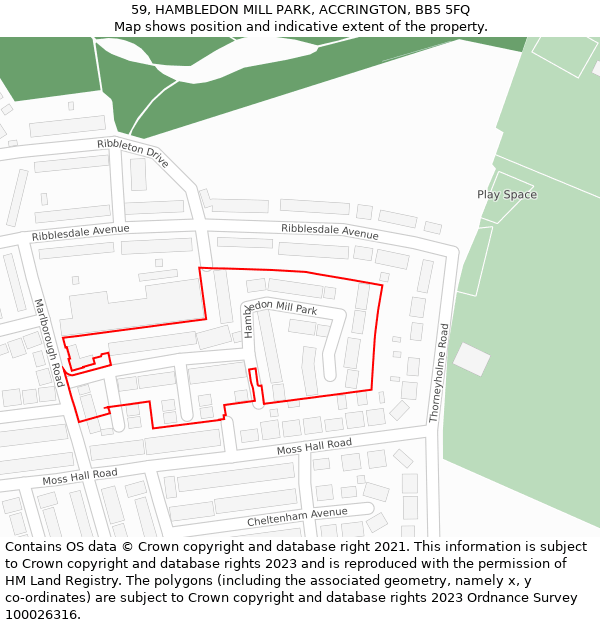 59, HAMBLEDON MILL PARK, ACCRINGTON, BB5 5FQ: Location map and indicative extent of plot