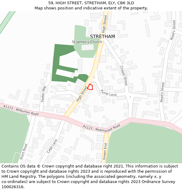 59, HIGH STREET, STRETHAM, ELY, CB6 3LD: Location map and indicative extent of plot