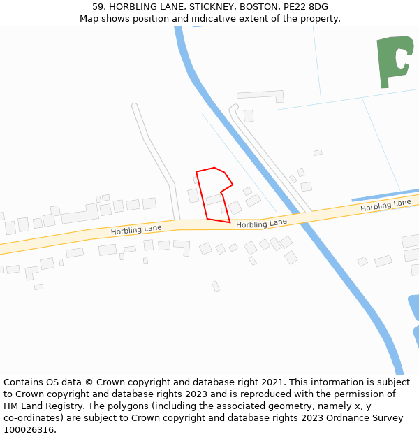 59, HORBLING LANE, STICKNEY, BOSTON, PE22 8DG: Location map and indicative extent of plot