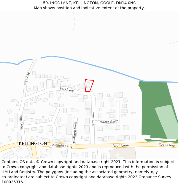 59, INGS LANE, KELLINGTON, GOOLE, DN14 0NS: Location map and indicative extent of plot