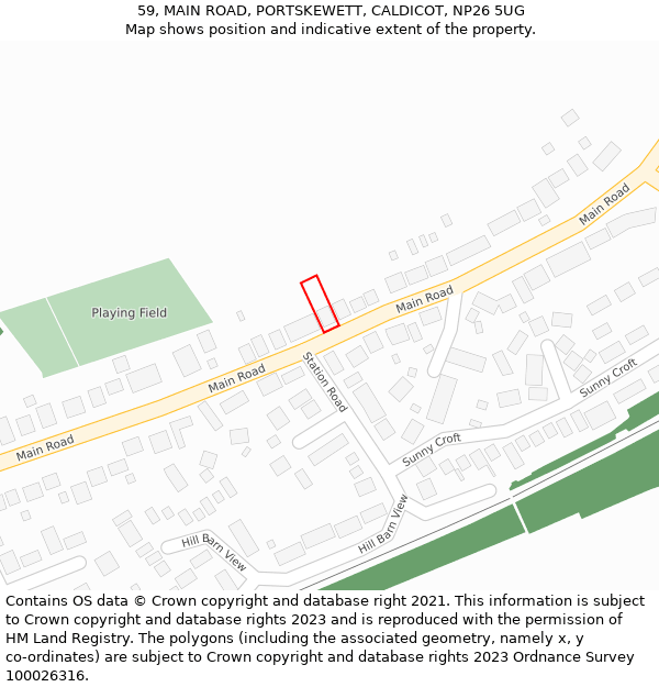 59, MAIN ROAD, PORTSKEWETT, CALDICOT, NP26 5UG: Location map and indicative extent of plot