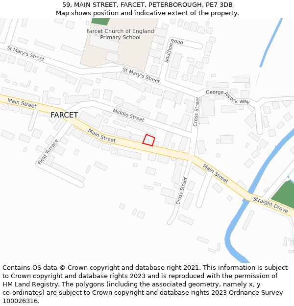 59, MAIN STREET, FARCET, PETERBOROUGH, PE7 3DB: Location map and indicative extent of plot