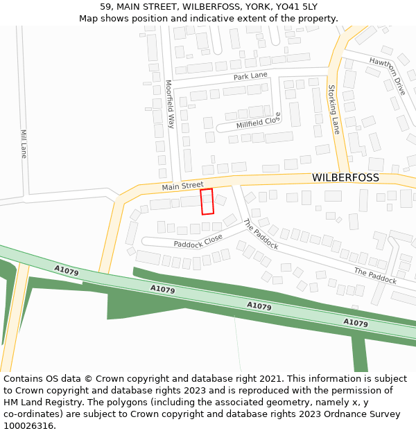 59, MAIN STREET, WILBERFOSS, YORK, YO41 5LY: Location map and indicative extent of plot