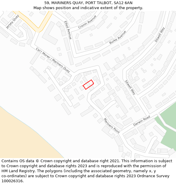 59, MARINERS QUAY, PORT TALBOT, SA12 6AN: Location map and indicative extent of plot