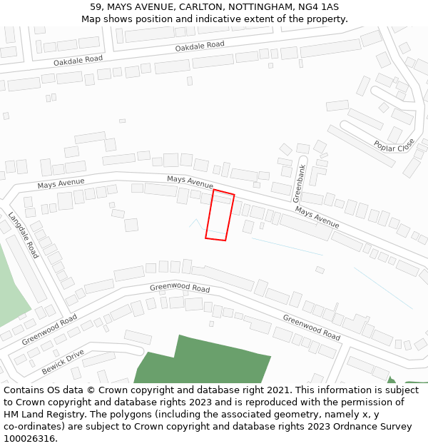 59, MAYS AVENUE, CARLTON, NOTTINGHAM, NG4 1AS: Location map and indicative extent of plot