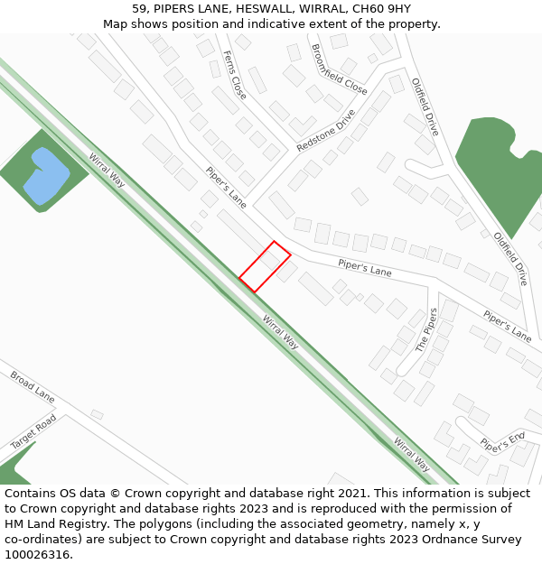 59, PIPERS LANE, HESWALL, WIRRAL, CH60 9HY: Location map and indicative extent of plot