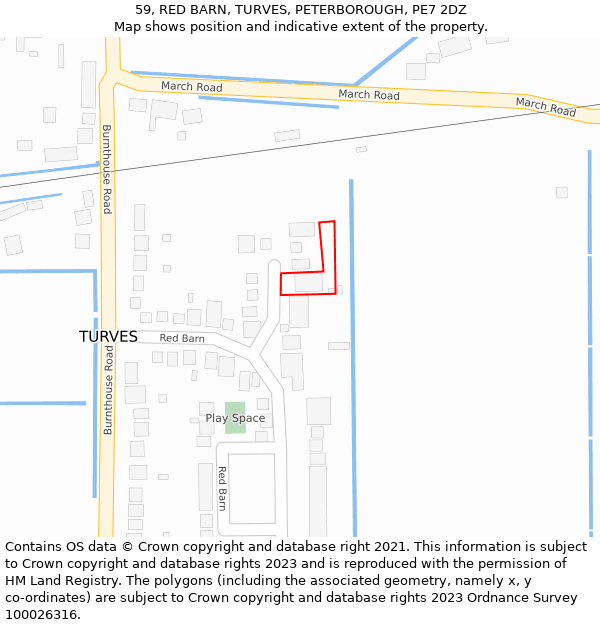 59, RED BARN, TURVES, PETERBOROUGH, PE7 2DZ: Location map and indicative extent of plot