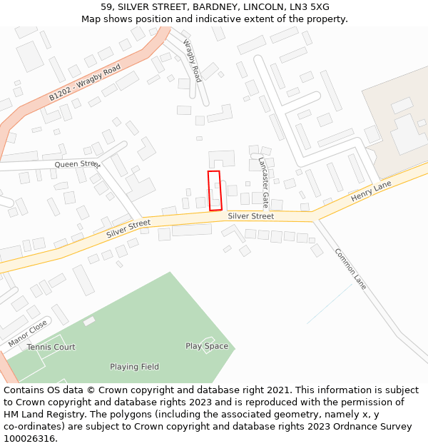 59, SILVER STREET, BARDNEY, LINCOLN, LN3 5XG: Location map and indicative extent of plot