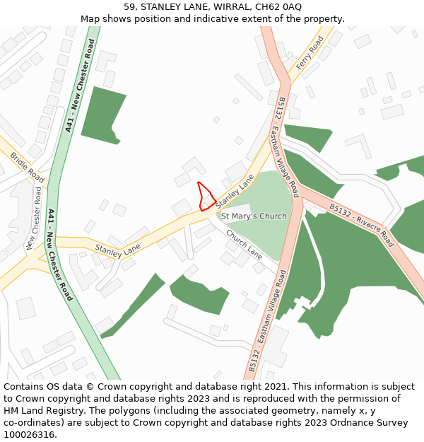 59, STANLEY LANE, WIRRAL, CH62 0AQ: Location map and indicative extent of plot