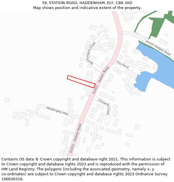 59, STATION ROAD, HADDENHAM, ELY, CB6 3XD: Location map and indicative extent of plot