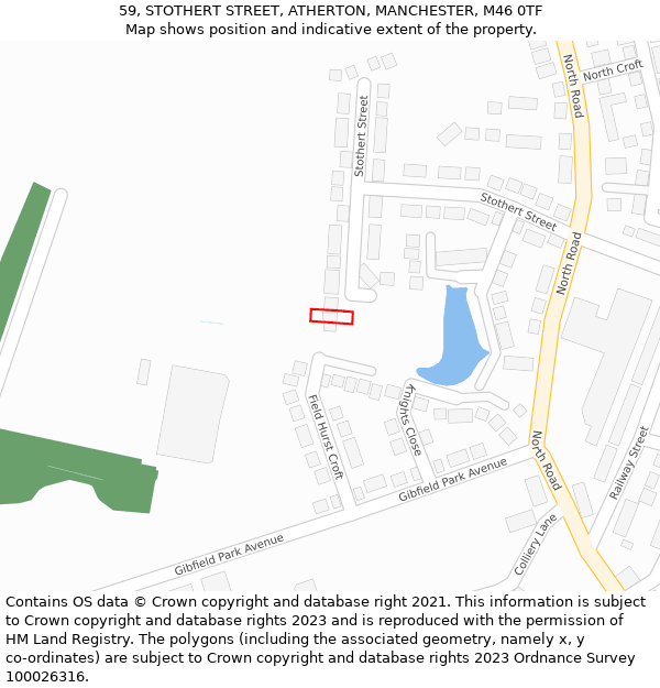 59, STOTHERT STREET, ATHERTON, MANCHESTER, M46 0TF: Location map and indicative extent of plot