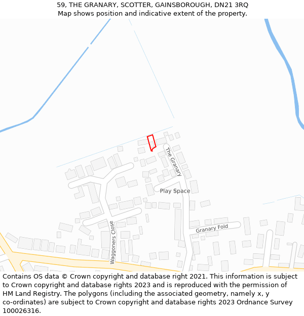 59, THE GRANARY, SCOTTER, GAINSBOROUGH, DN21 3RQ: Location map and indicative extent of plot