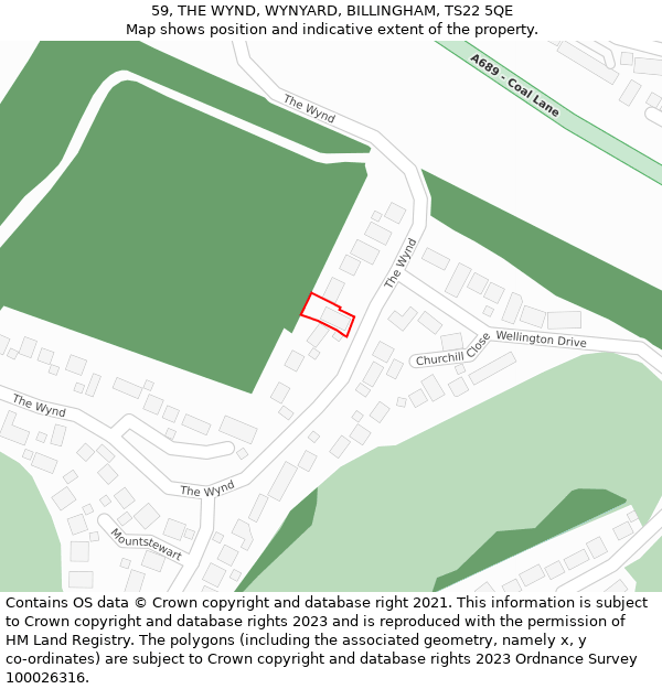 59, THE WYND, WYNYARD, BILLINGHAM, TS22 5QE: Location map and indicative extent of plot