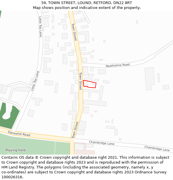 59, TOWN STREET, LOUND, RETFORD, DN22 8RT: Location map and indicative extent of plot