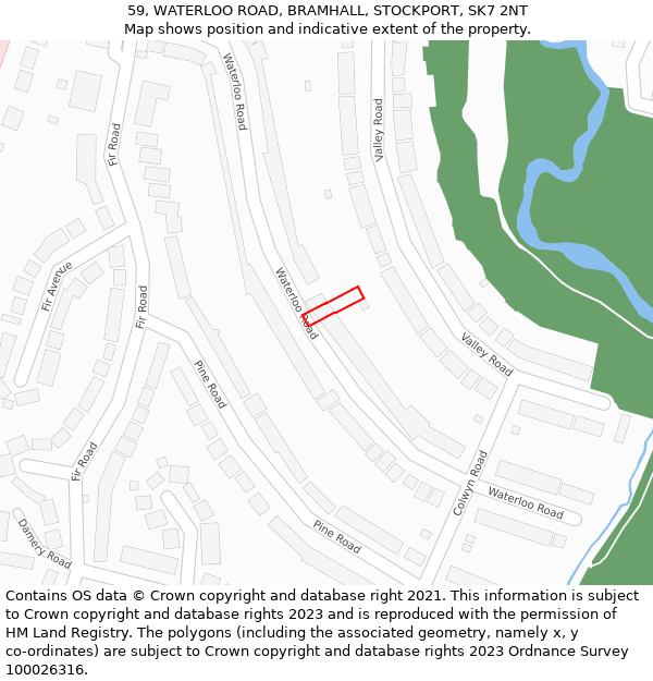 59, WATERLOO ROAD, BRAMHALL, STOCKPORT, SK7 2NT: Location map and indicative extent of plot