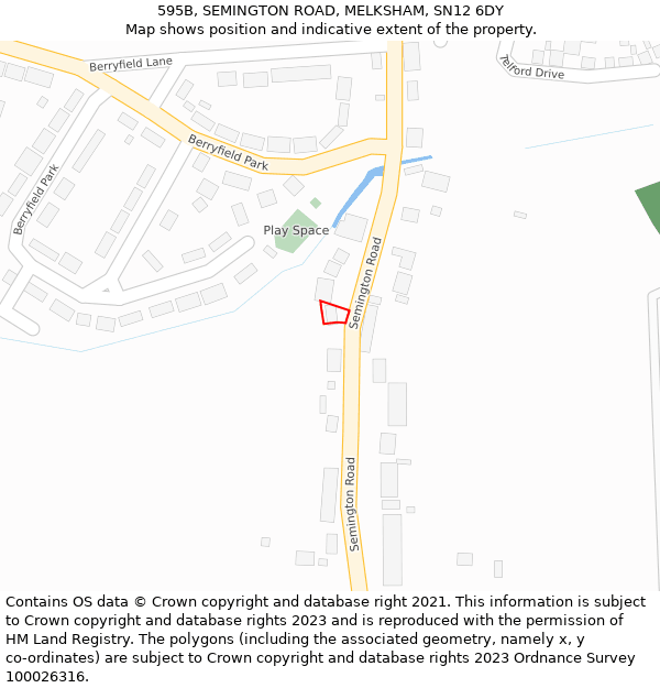 595B, SEMINGTON ROAD, MELKSHAM, SN12 6DY: Location map and indicative extent of plot