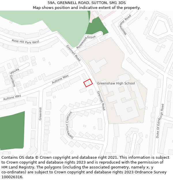 59A, GRENNELL ROAD, SUTTON, SM1 3DS: Location map and indicative extent of plot