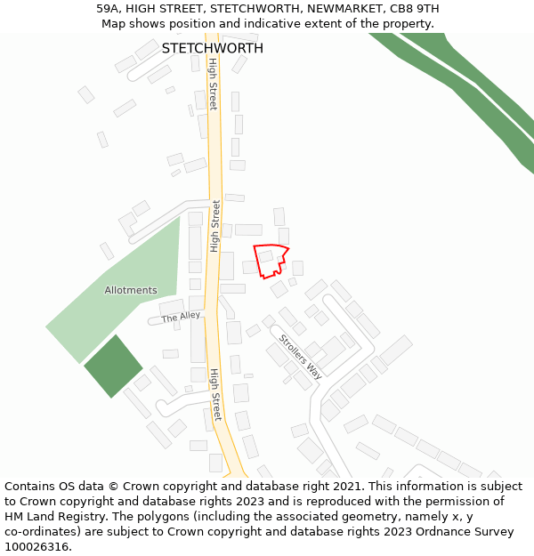 59A, HIGH STREET, STETCHWORTH, NEWMARKET, CB8 9TH: Location map and indicative extent of plot