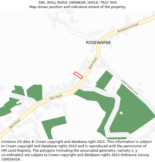 59A, WALL ROAD, GWINEAR, HAYLE, TR27 5HA: Location map and indicative extent of plot