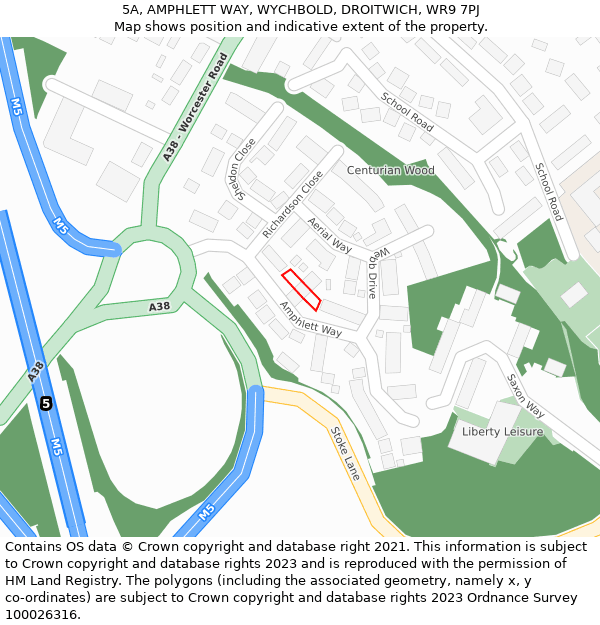 5A, AMPHLETT WAY, WYCHBOLD, DROITWICH, WR9 7PJ: Location map and indicative extent of plot