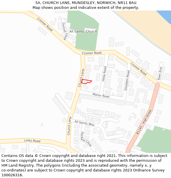 5A, CHURCH LANE, MUNDESLEY, NORWICH, NR11 8AU: Location map and indicative extent of plot