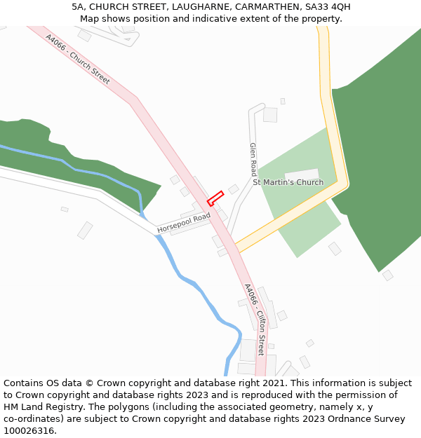 5A, CHURCH STREET, LAUGHARNE, CARMARTHEN, SA33 4QH: Location map and indicative extent of plot