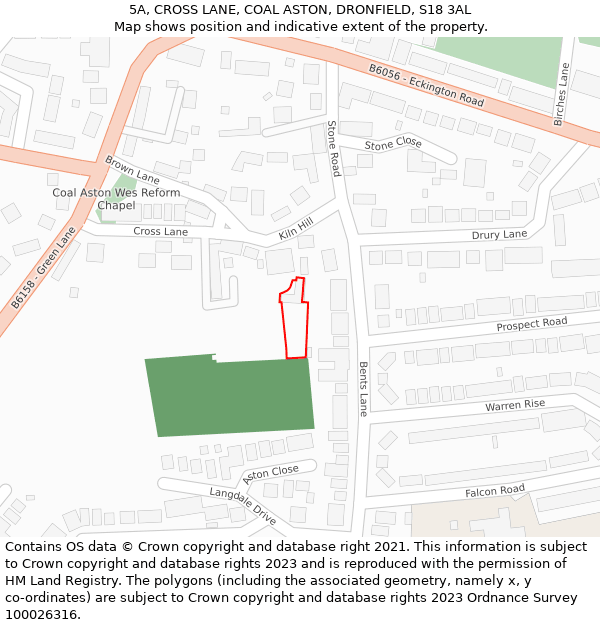 5A, CROSS LANE, COAL ASTON, DRONFIELD, S18 3AL: Location map and indicative extent of plot