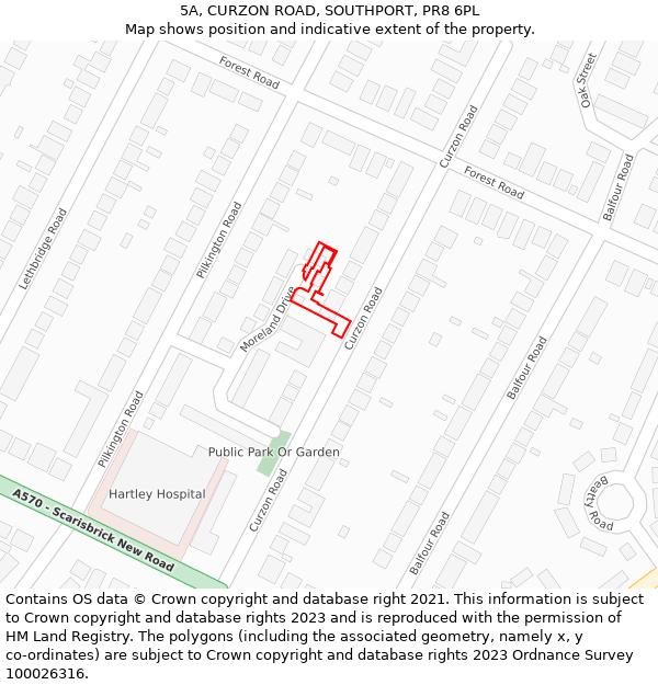 5A, CURZON ROAD, SOUTHPORT, PR8 6PL: Location map and indicative extent of plot